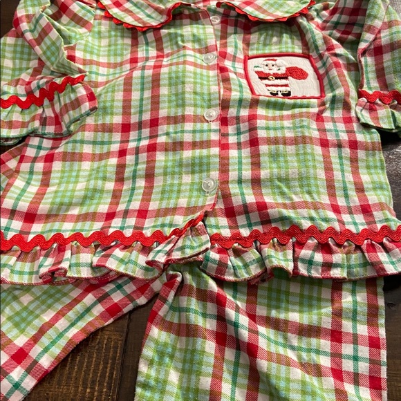 Three sisters smocked Plaid Kids Pajamas with Red and Green Accents 12 months - Picture 6 of 9